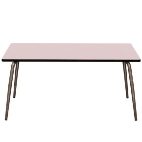 Table Retro Véra Rectangulaire 160×80 – Stratifié uni Rose Poudré - Pieds Bruts