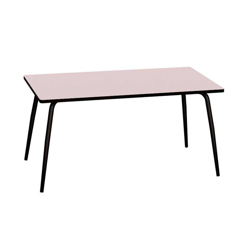 Table Retro Véra Rectangulaire 160×80 – Stratifié uni Rose Poudré - Pieds Noirs