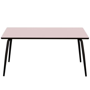 Table Retro Véra Rectangulaire 160×80 – Stratifié uni Rose Poudré - Pieds Noirs
