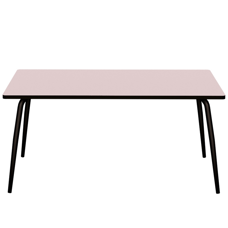 Table Retro Véra Rectangulaire 160×80 – Stratifié uni Rose Poudré - Pieds Noirs
