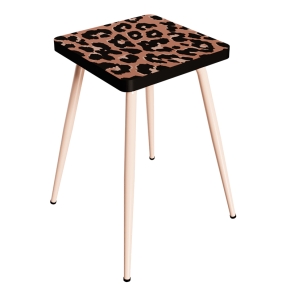 Tabouret Marcel 45 cm – imprimé Assise Graou - Pieds Rose Poudré
