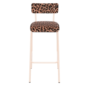 Chaise de bar Suzie 75cm - Dossier & Assise Stratifié imprimé Graou - Pieds Rose Poudré