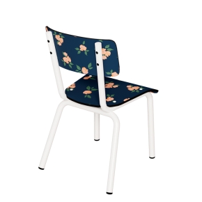 Chaise d’écolier Enfant Little Suzie – Dossier & Assise Imrpimé Rosa Bonheur - Pieds Blancs