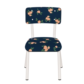 Chaise d’écolier Enfant Little Suzie – Dossier & Assise Imrpimé Rosa Bonheur - Pieds Blancs