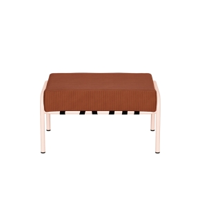 Pouf Barnabé, Assise Velours côtelé Paprika - Pieds Rose Poudré